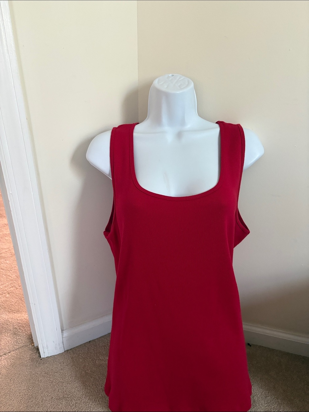 Karen Scott Women's Deep  Red Scoop Neck Tank Top in XL